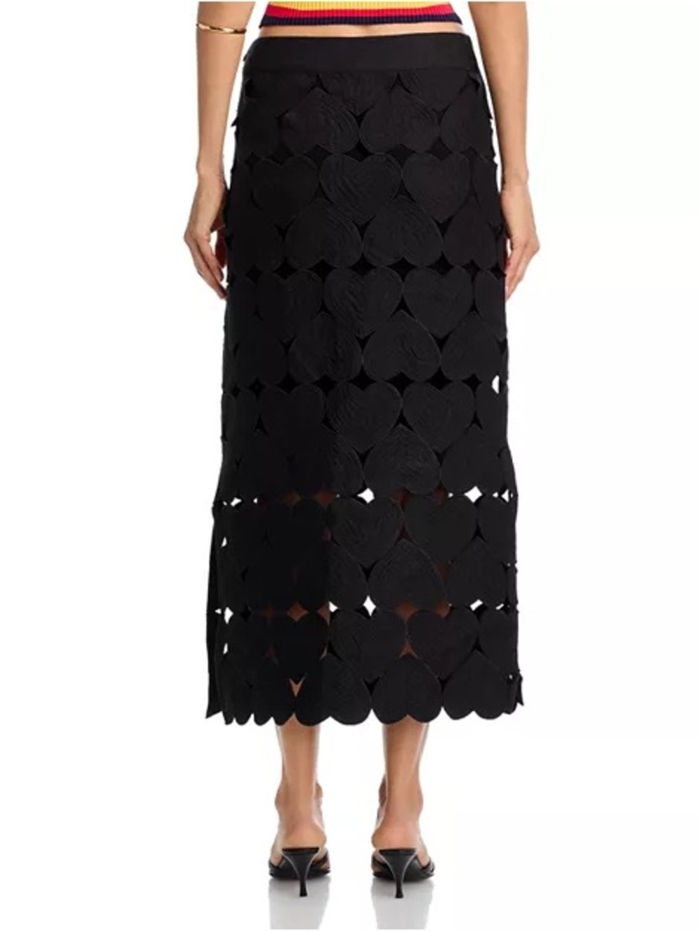 Farm Rio Black Hearts Midi Skirt | New With Tags size L